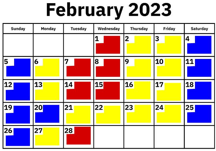February 2023 Calendar for Leland Snowplay