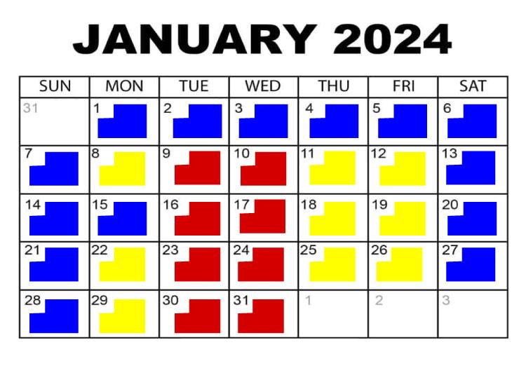 Snowplay Calendar for January 2024