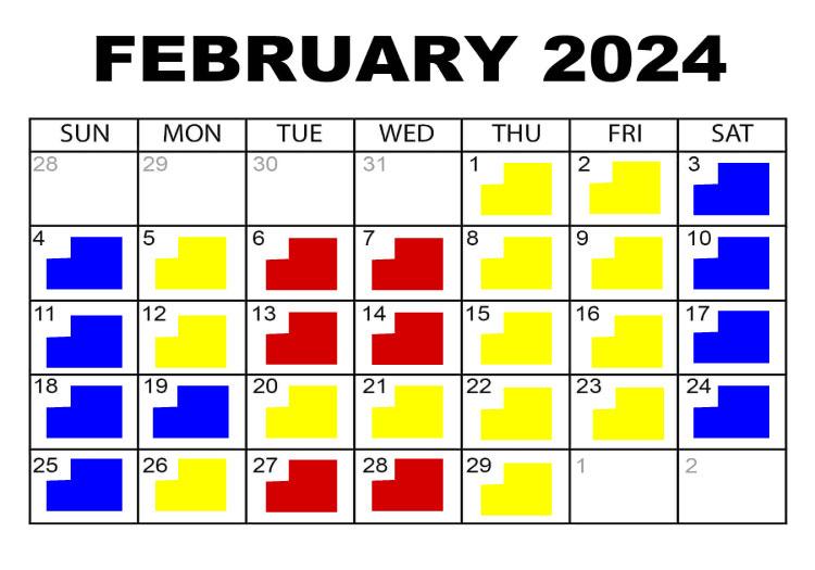Snowplay calender for February 2024